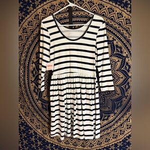 FabKids Black and White Striped Dress